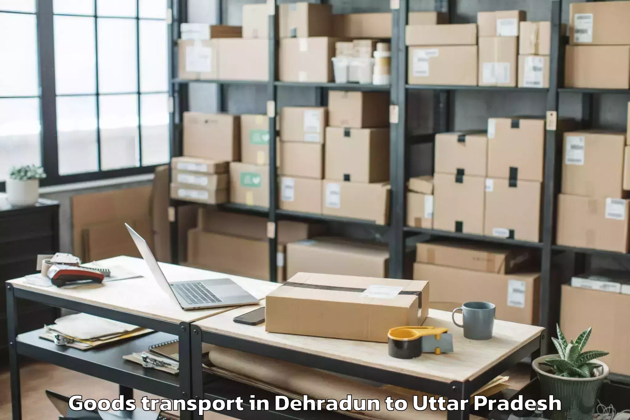 Discover Dehradun to Gahmar Goods Transport